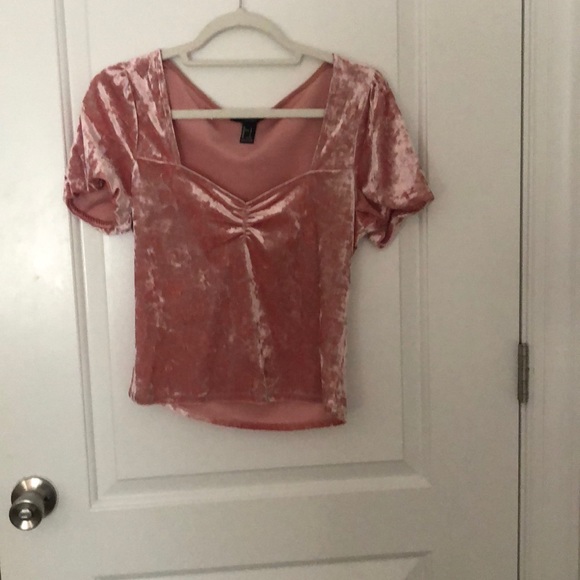 CRUSHED VELEVET PINK FOREVER 21 TOP - Picture 1 of 1